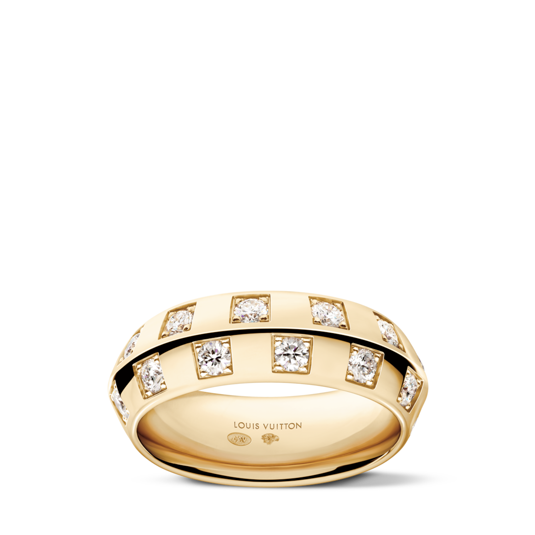 Le Damier de Louis Vuitton Large Ring, Yellow Gold and Diamonds